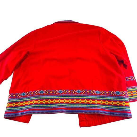 Coldwater Creek Womens Red Embroidered Jacket Size L 100% Cotton & Polyester - Picture 3 of 4